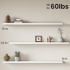 Fun Memories 72Inch Long Floating Shelves, 8 Inch Deep Shelves - Image 3