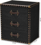 Baxton Studio Mallison Vintage Black Canvas 3-Drawer End Table - Image 3