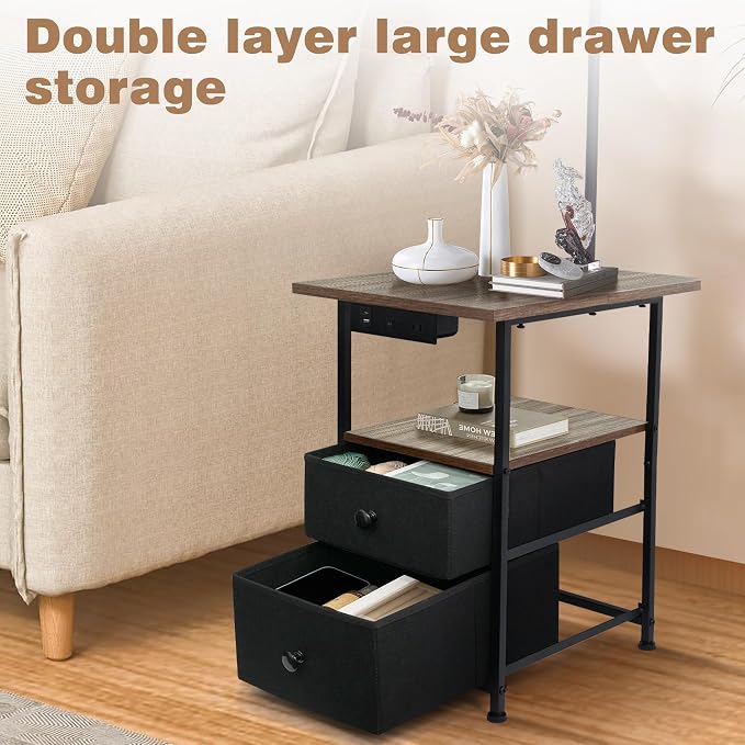 PESRAE Floor Lamp with Table & 2 Drawers, End Table with 3 Color Temperature - Image 2