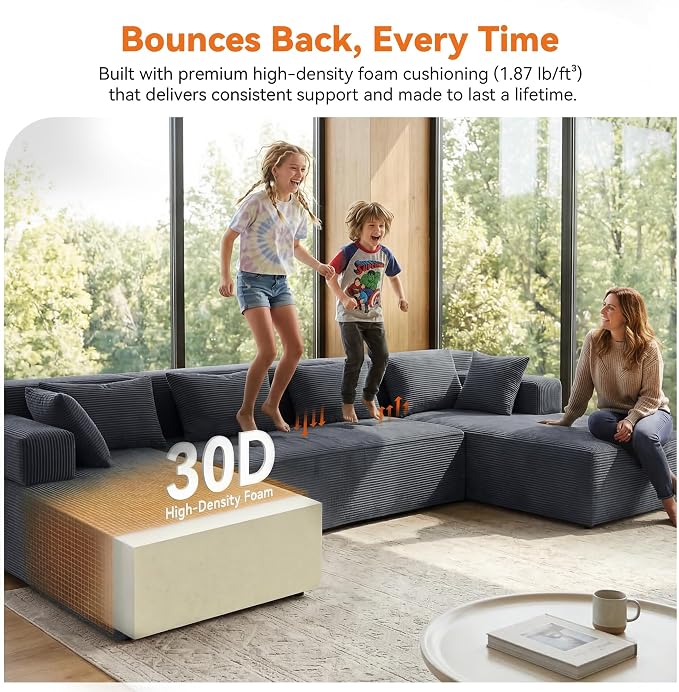 MONVANE 141" U Shaped Cloud Sectional Couch - Image 7