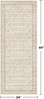 Cream 2x5 Runner Rugs for Bathroom Floor, Geometric Floral Throw Rugs Washable - Image 2