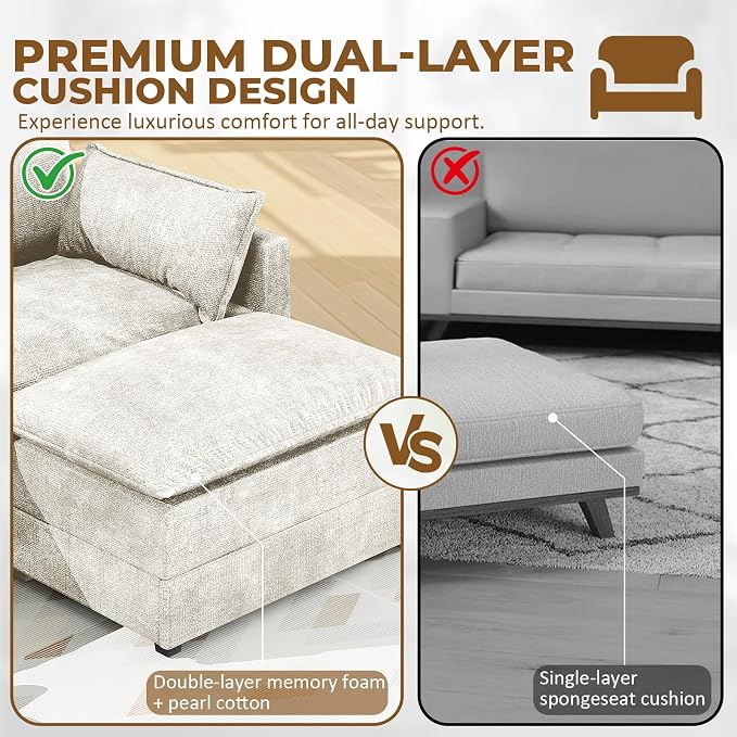 LEVELEVE 147" U-Shape Modular Sofa - Image 4
