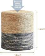 Wimarsbon Round Pouf Ottomans, Handwoven Natural Water Hyacinth Seagrass Pouffe - Image 3