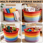 90L Large Blanket Basket, 21.7"L x 21.7"W x 13.8"H Rope Woven Baskets - Image 5
