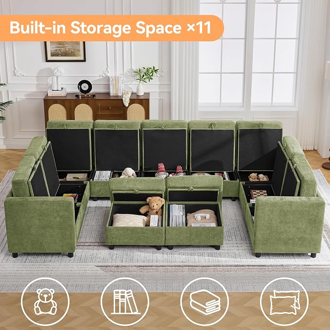 127'' Oversized U Shaped Modular Sofa, Sectional Couches - Image 3