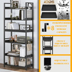 HCHQHS 6 Tier Bookshelf, Adjustable Industrial Bookcase, Vertical Tall Book - Image 5