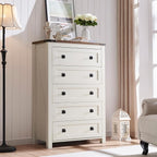 T4TREAM Farmhouse 5 Drawers Dresser Chests - Image 7