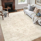 5x7 Area Rugs Living Room: Bedroom Washable Carpet Beige/Brown | Large Vintage - Image 3