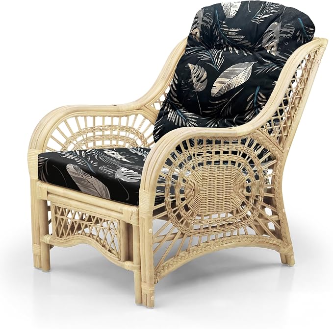 Malibu Lounge Set of 4: 2 Natural Rattan Wicker Chairs, Three-Seater Sofa and - Image 6