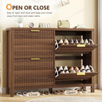 YOMILUVE Shoe Cabinet Storage for Entryway, Fluted Shoe Cabinet - Image 9
