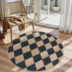 Lahome Checkered Easy Jute Round Rug 4ft, Outdoor Entryway Rug Washable | Black - Image 5