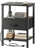 SUPERJARE Nightstand with Charging Station, Bed Side Table with Adjustable by SUPERJARE