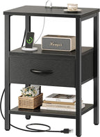 SUPERJARE Nightstand with Charging Station, Bed Side Table with Adjustable by SUPERJARE
