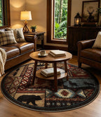 Rustic Round Rug 6ft, Washable Circle Area Rug - Image 6