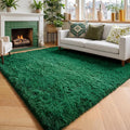 Amdrebio Dark Green Fluffy Fuzzy Area Rug 4x6 by Amdrebio