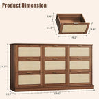 HUAHUU 9 Drawer Dresser for Bedroom, 60 Inch Long Dressers & Rattan Chest of - Image 2