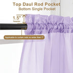 Chyhomenyc Sheer Curtains 63 Inch Length 2 Panels, Lilac | Light Filtering - Image 6