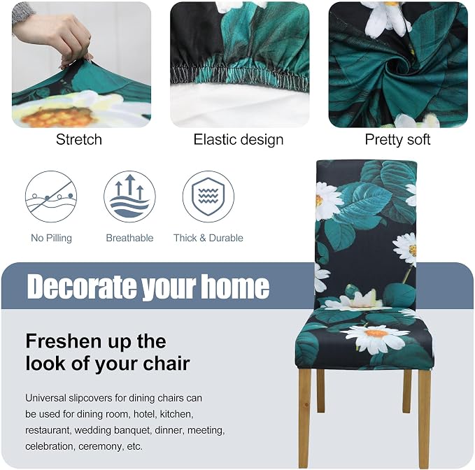 BIETYONE Stretch Dining Chair Covers Set of 8, Soft Removable Washable Kitchen - Image 3