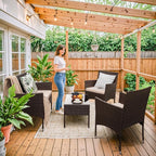 Homall 4 Pieces Outdoor Patio Furniture Sets Rattan Chair Wicker Set, Outdoor - Image 4