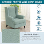 KRFOONN Stretch Wing Chair Slipcovers Jacquard 2 Piece Wingback Chair Covers - Image 6