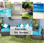 Tangkula 6 Pieces Wicker Patio Furniture Set, PE Rattan Outdoor Sectional - Image 8