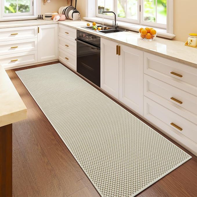 Kitchen Runner Rug Mat Non Slip Hallway Runner Washable Beige 2x6 ft | Boho by YDKGL
