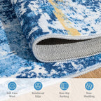 Rugflix 8x10 Area Rugs for Living Room, Washable Sky Blue Gold Large Rug | - Image 7