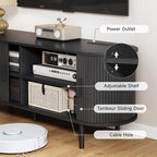 55" TV Stand with Power Outlet, Modern Media Console with Sliding Doors - Image 6