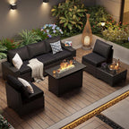 Aoxun Patio Furniture Set with 44'' Fire Pit Table, Widen Armrests Wicker - Image 8