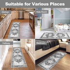 Yamaziot Washable Runner Rug, 2x5 Non-Slip Boho Vintage Hallway Kitchen Rug | - Image 6