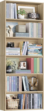 FOTOSOK 6-Tier Open Bookcase and Bookshelf, Freestanding Display Storage by FOTOSOK