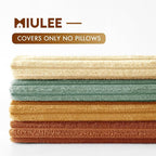 MIULEE Soft Corduroy Decorative Throw Pillow Covers Orange Teal 18x18 | Set of 4 - Image 3