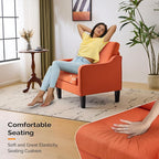 VINGLI Accent Chairs Set of 2 Living Room Chairs Burnt Orange Reading Chair - Image 3
