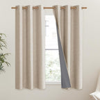 NICETOWN Cream 100% Blackout Linen Curtains 54 inch Long Burg - Image 2