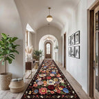 Black Brown Floral Hallway Runner Rug 2'6''x14' by WelcometoBabovid