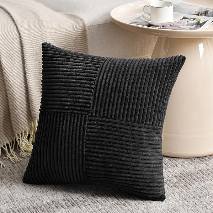 Fancy Homi 2 Packs Black Decorative Throw Pillow Covers 22x22 Inch - Image 2
