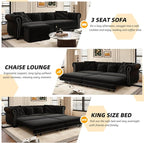 89" Velvet Convertible Sofa Bed Couch - Image 4