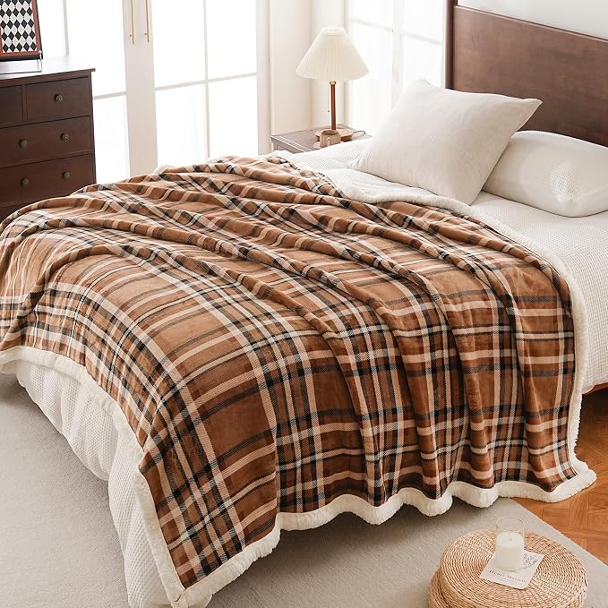PU MEI Sherpa Fleece Throw Blanket 60" x 80" Reversible Plush Fluffy Large Big - Image 2