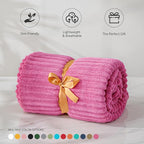 BEDELITE 3D Ribbed Hot Pink Fleece Throw Blanket - Image 3