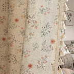 Boho Floral Light Filtering Curtains 84 Inch 2 Panels Linen Texture | Farmhouse by Unknown