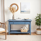 Alaterre Furniture Rustic Cottage Media Console Table, Antique Blue - Image 2