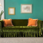 GLORY SEASON Velvet Sofa Cover Soft Decorative Luxurious Solid Exquisite Ruffle by GLORYSEASON