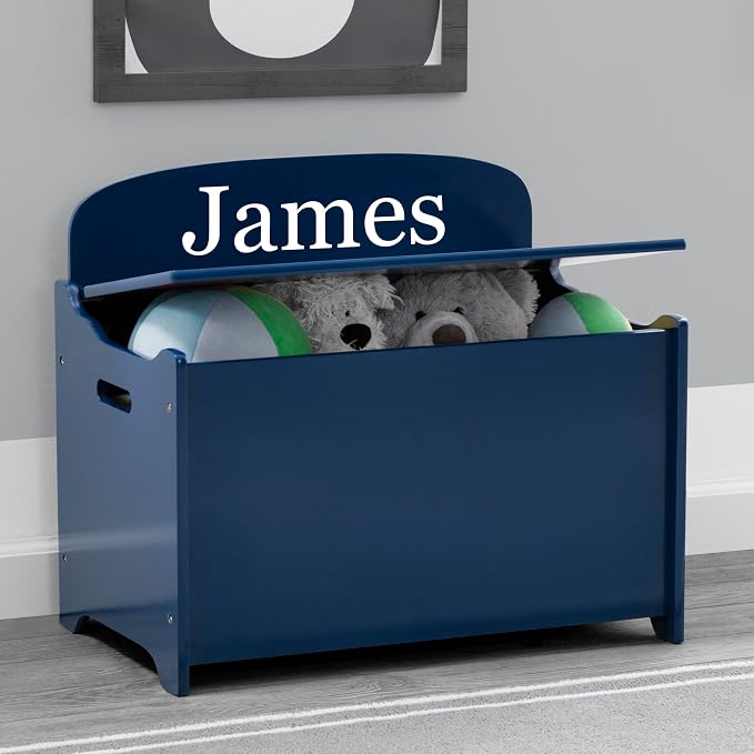 Delta Children Personalized MySize Deluxe Toy Box, Deep Blue - Image 4