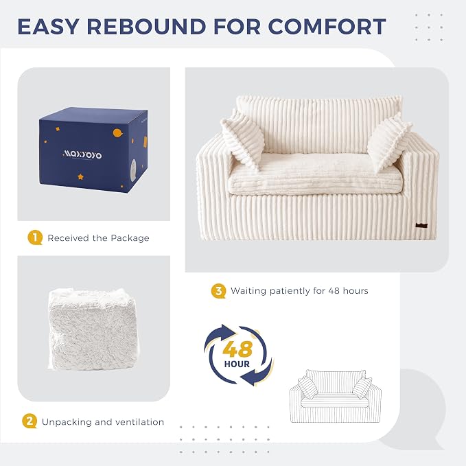 MAXYOYO Bean Bag Sofa Couch, Loveseat Boneless Couch in a Box, Upholstered - Image 6