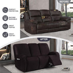 ANARACHON Leather Look Recliner Couch Cover, 8-Pieces Stretch Recliner Sofa - Image 6