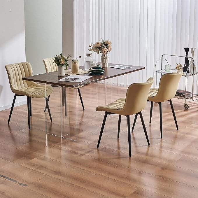 YOUNUOKE Mid-Century Modern Dining Chairs Set of 2, Armless Accent Chair - Image 7