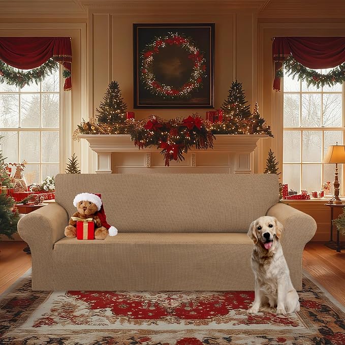 Stretch Oversized Couch Covers for Sofa Slipcover, Camel | 1-Piece Washable - Image 2