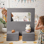 MeMoreCool Modular Kids Couch – Light Grey Foam Play Sofa Bed Convertible - Image 2