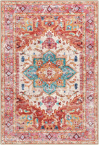 Yamaziot Washable Area Rug, 2x3 Small Boho Vintage Entryway Non-Slip Rug | - Image 2