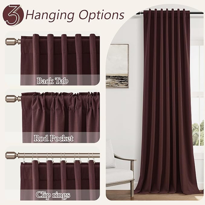 100% Blackout Curtains 96 Inch Length 2 Panels Set - Image 4